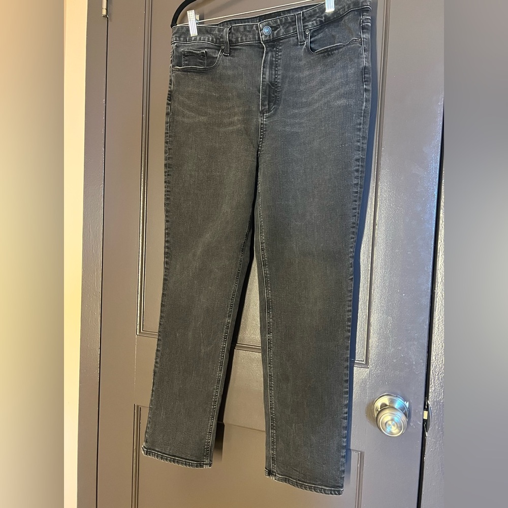 Paige straight leg black faded denim jeans